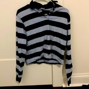 cropped navy blue/light blue poli